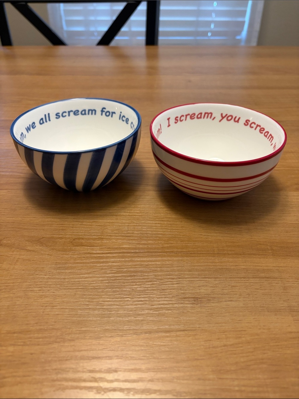 Williams Sonoma Blue and Red Striped Ceramic Dessert Bowls - Set of 2
